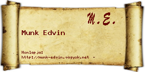 Munk Edvin névjegykártya